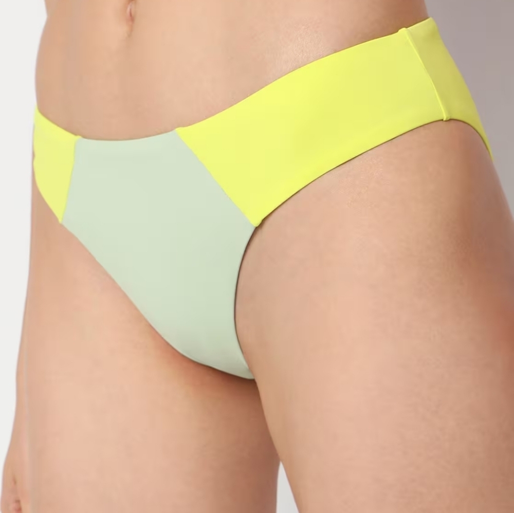 Nwt VERO MODA EMMA COLORBLOCK Yellow Green Swim Bottom S Designer Y2k